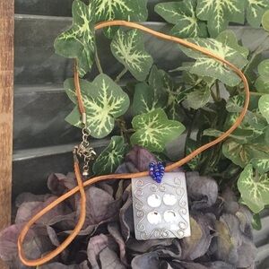 ✨♦️Unique Embellished Square Pendant Suede Necklace♦️✨